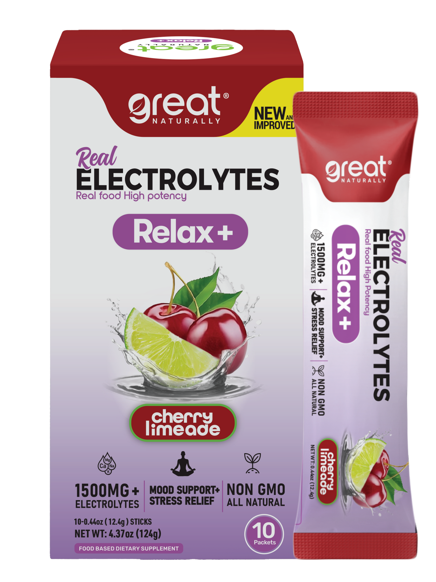 Real Electrolytes RELAX+ Cherry Limeade 10ct Packets **FREE NO CHARGE**