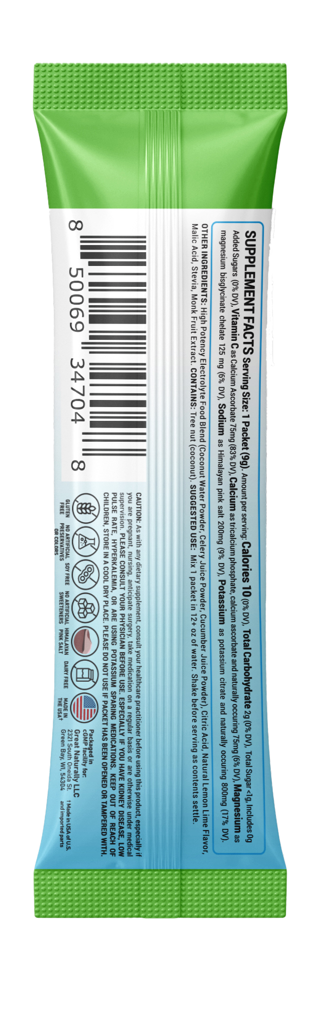 Real Electrolytes HYDRATION+ Lemon Lime 10Ct PACKETS