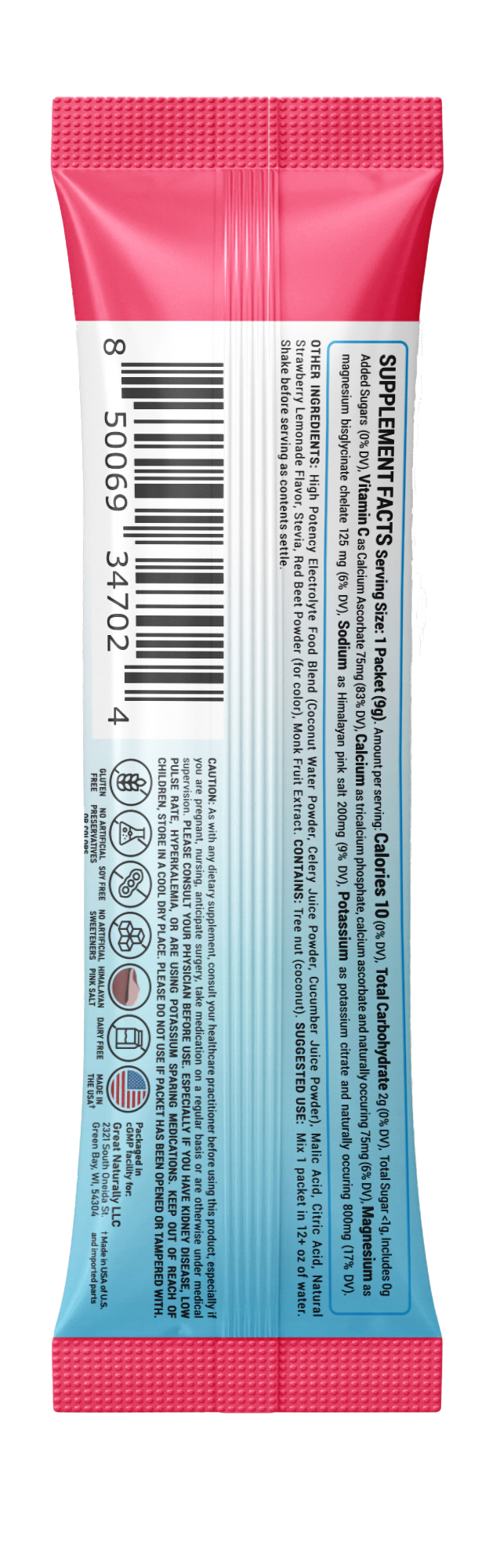 Real Electrolytes HYDRATION+ Strawberry Lemonade 10Ct PACKETS