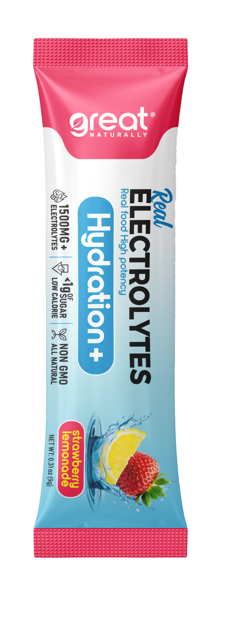 Real Electrolytes HYDRATION+ Strawberry Lemonade 10Ct PACKETS