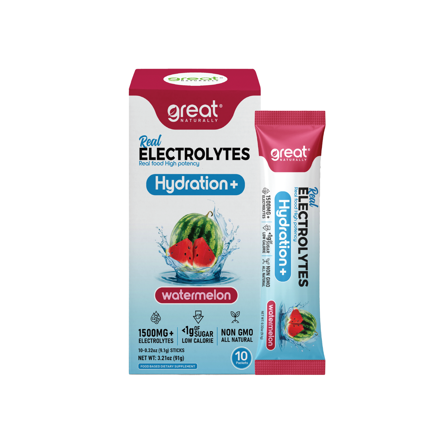 Real Electrolytes HYDRATION+ Watermelon 10Ct PACKETS