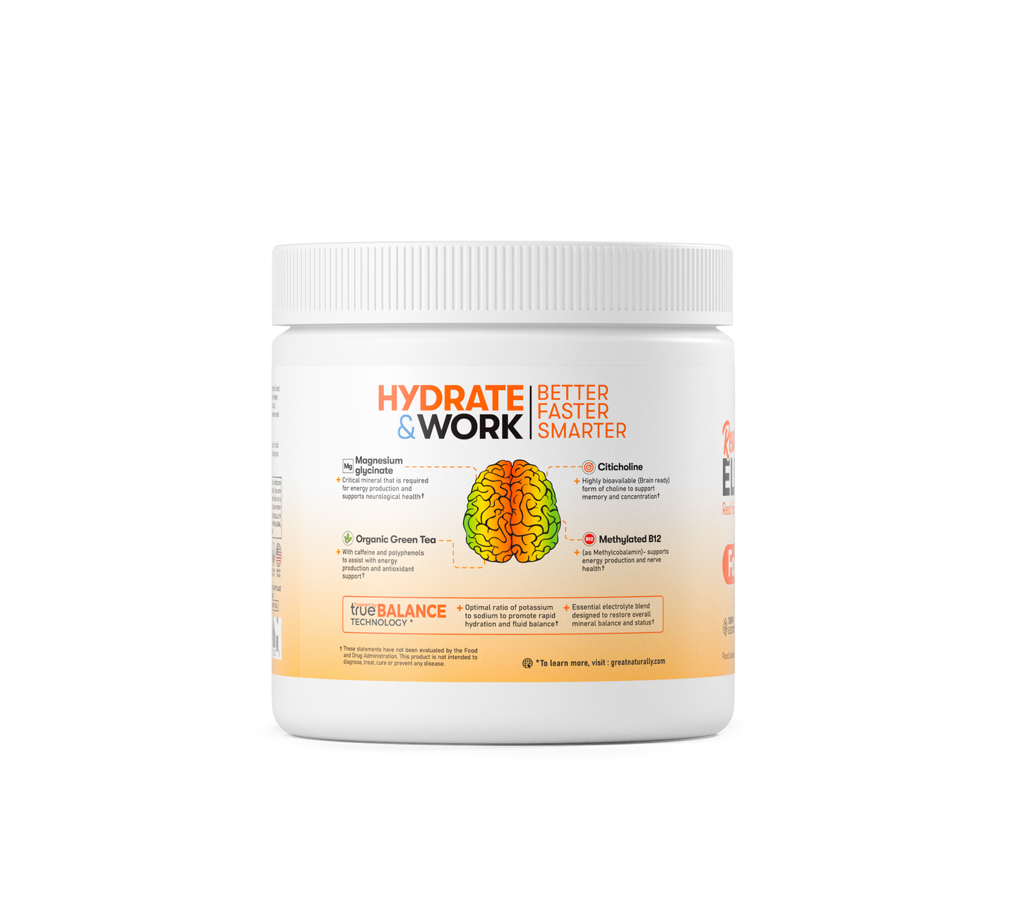 Real Electrolytes FOCUS+ Orange 274g POWDER