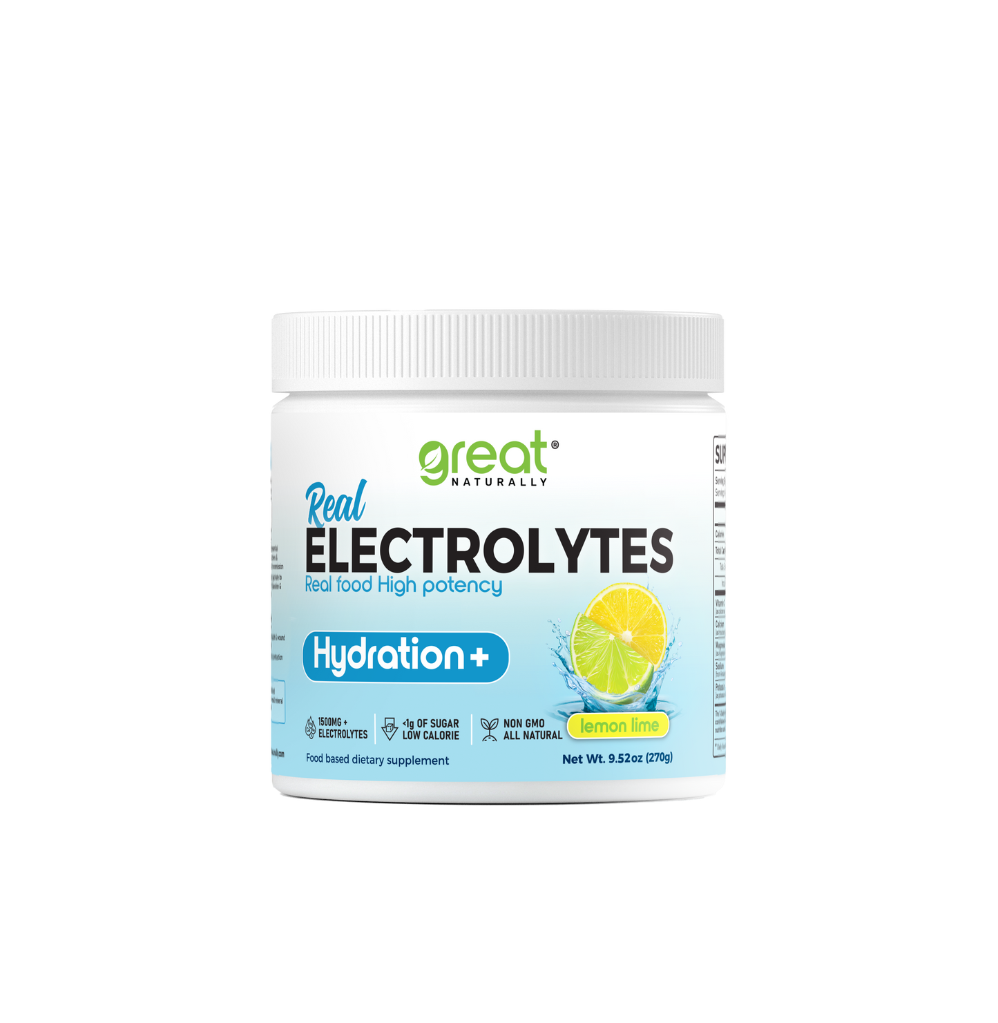 Real Electrolytes HYDRATION+ Lemon Lime 270g POWDER
