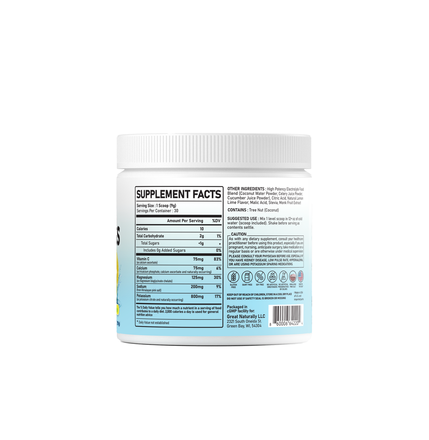 Real Electrolytes HYDRATION+ Lemon Lime 270g POWDER