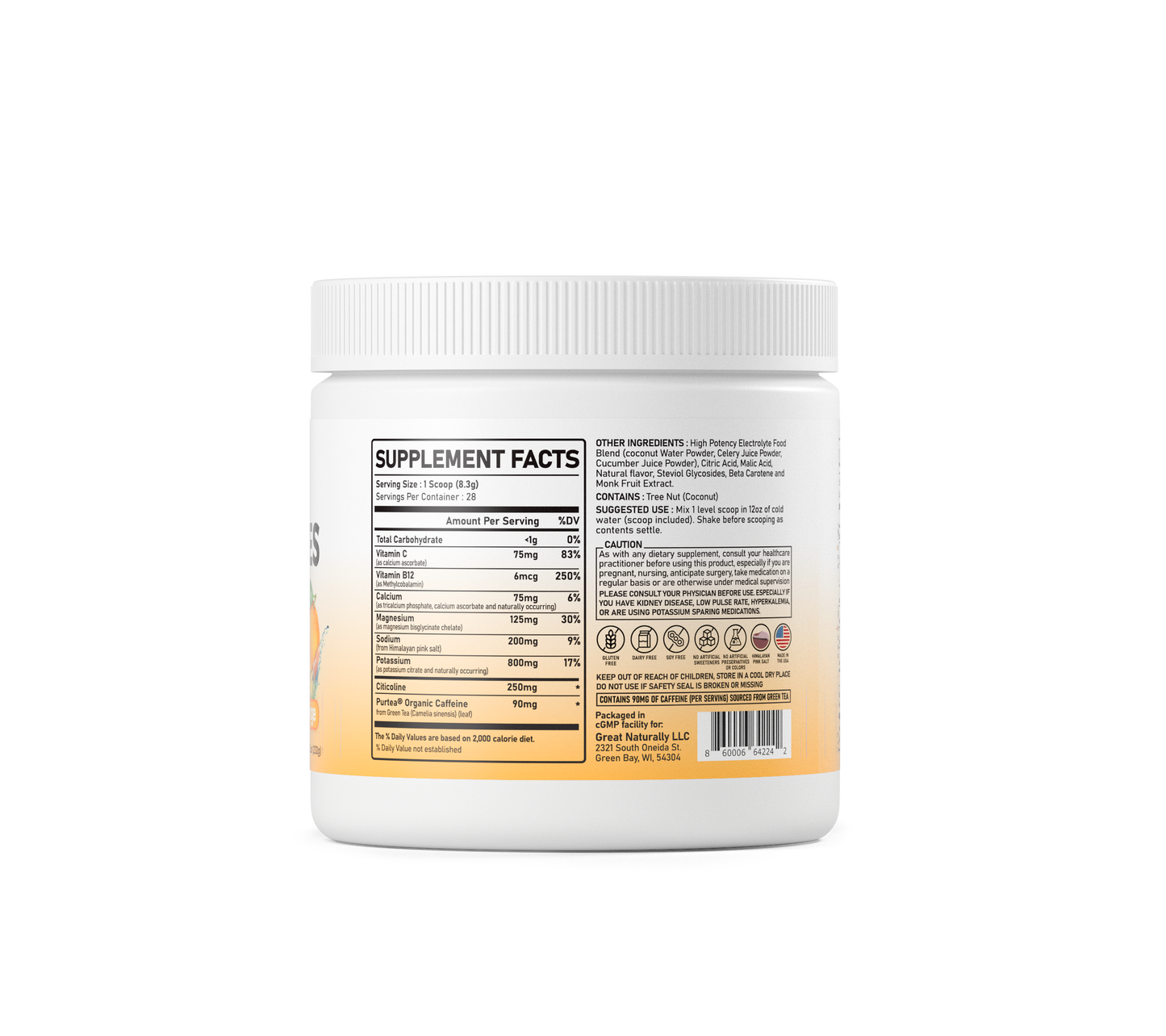 Real Electrolytes FOCUS+ Orange 274g POWDER