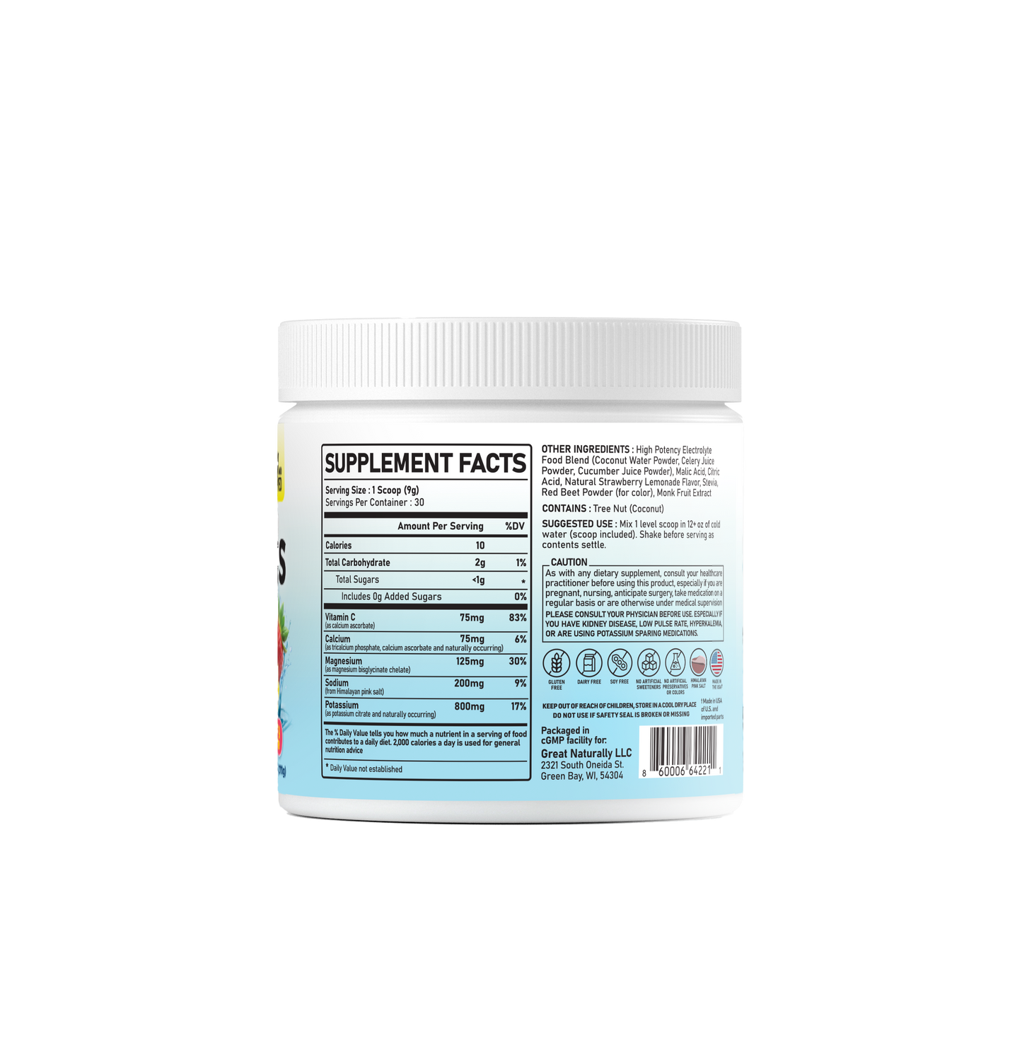 Real Electrolytes HYDRATION+ Strawberry Lemonade 276g POWDER